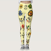 Leggings Floral folk coloré et oiseaux (Devant)