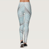 Leggings Floral Fractal Moderne Fleur Abstrait gris bleu (Dos)