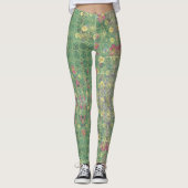 Leggings Floral Green Grey Tile  (Devant)