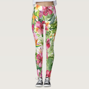 Leggings Floral hawaïen tropical de fleurs et de feuille