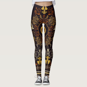 Leggings Floral Indien : Coloré Foncé Sans Fil.