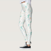 Leggings Floral Mint Coral Vert Antler Flèche Motif (Gauche)