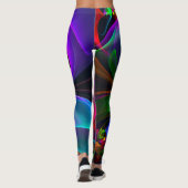 Leggings Floral moderne Art Abstrait Rouge Bleu Motif #12 (Dos)