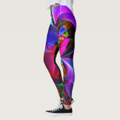 Leggings Floral moderne Art Abstrait Rouge Bleu Motif #12 (Gauche)