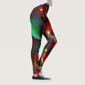 Leggings Floral moderne Art Abstrait Rouge Vert Motif #11 (Droite)