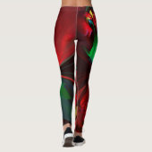 Leggings Floral moderne Art Abstrait Rouge Vert Motif #11 (Dos)