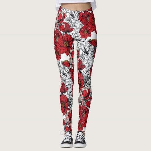 Leggings Floral moderne.Fleurs de printemps. (Devant)