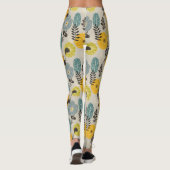 Leggings Floral moderne rétro sur gris (Dos)