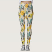 Leggings Floral moderne rétro sur gris (Devant)
