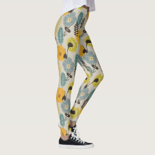 Leggings Floral moderne rétro sur gris
