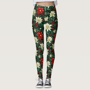 Leggings Floral Motif de Noël