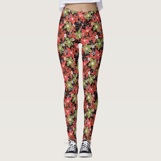 Leggings Floral multicolored sketch retro autumn  (Devant)