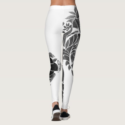 Leggings Floral noir blanc (Dos)