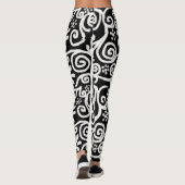 Leggings Floral noir blanc & Fleurs Motif de fleurs (Dos)
