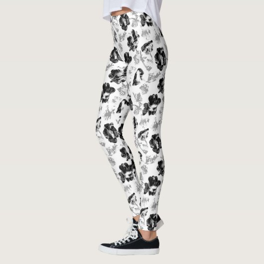 Leggings Floral, noir et blanc (Gauche)