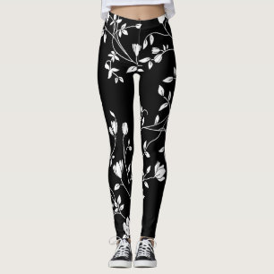 Leggings Floral noir et blanc