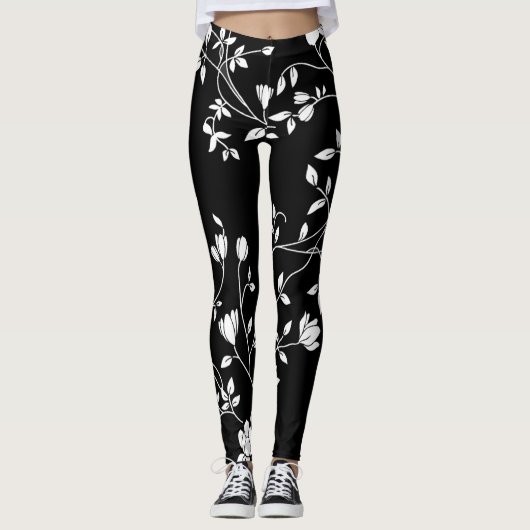 Leggings Floral noir et blanc (Devant)