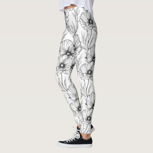 Leggings Floral noir et blanc moderne (Gauche)