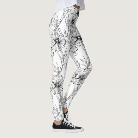 Leggings Floral noir et blanc moderne (Droite)