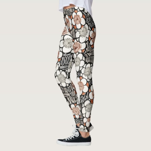Leggings Floral noir et rouge japonais (Gauche)