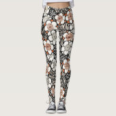 Leggings Floral noir et rouge japonais (Devant)