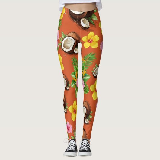 Leggings Floral orange (Devant)