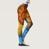 Leggings Floral Orange Bleu Jaune Art Abstrait (Droite)