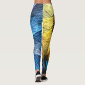 Leggings Floral Orange Bleu Jaune Art Abstrait (Dos)