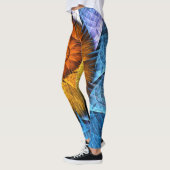 Leggings Floral Orange Bleu Jaune Art Abstrait (Gauche)