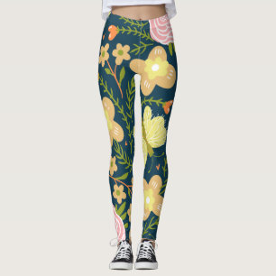 Leggings Floral, Papillon Et Glamour Élégant
