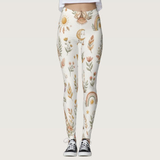 Leggings Floral Pastel Arc-en-Ciel Aquarelle Bohèm