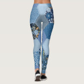 Leggings Floral, patchwork de denim : motif bleu. (Dos)