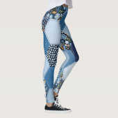 Leggings Floral, patchwork de denim : motif bleu. (Droite)