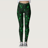 Leggings Floral pattern.01.FR.Green Black BG (Devant)