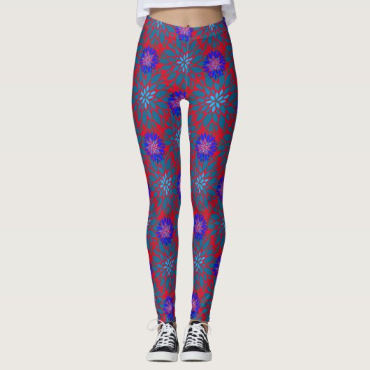 Leggings Floral pattern.05.FR.Bluex4b Rouge BG (Devant)
