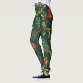 Leggings Floral Poinsettia Baies rouges Botanique (Gauche)