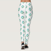 Leggings Floral Retro Motif Vert Blanc (Dos)