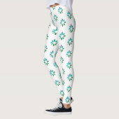 Leggings Floral Retro Motif Vert Blanc (Gauche)