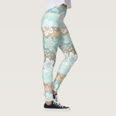 Leggings Floral Rétro Sur Funky Chic Cool Stripes Motif (Droite)