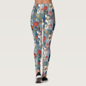 Leggings Floral rose bleu Jean Denim Patchwork Retro (Dos)