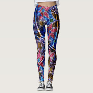 Leggings Floral rose bleu pourpre #5