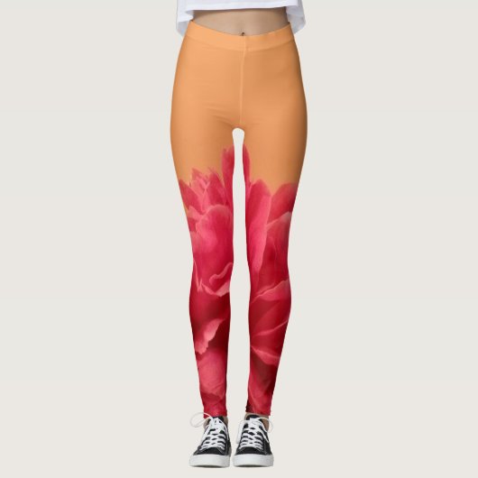 Leggings Floral rose chaud Melon (Devant)