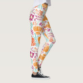 Leggings Floral rose Coral vert Plum bleu Art Déco Motif (Droite)