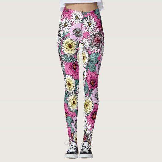 Leggings Floral rose du jardin australien (Devant)