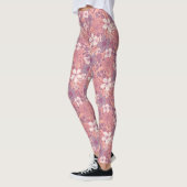 Leggings Floral rose et violet pastel (Gauche)