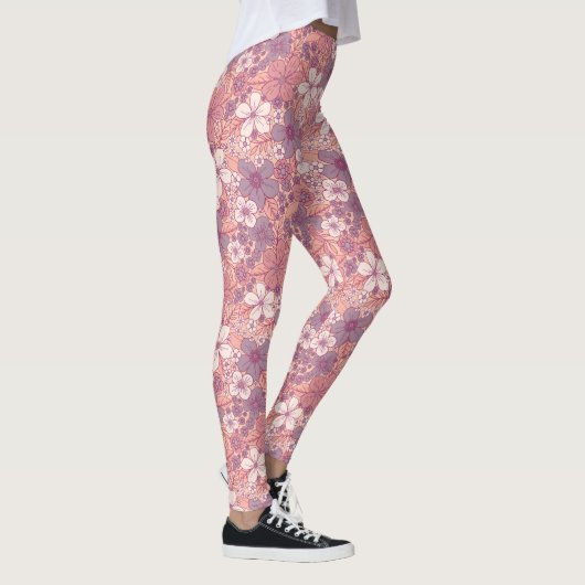 Leggings Floral rose et violet pastel (Droite)