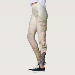 Leggings Floral rose tropical blanc