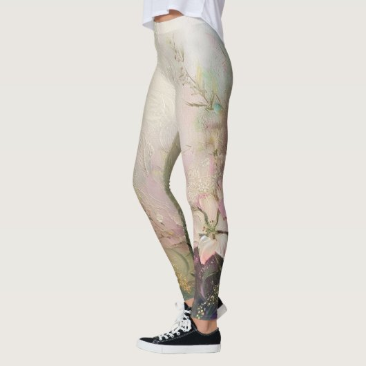 Leggings Floral rose tropical blanc (Gauche)