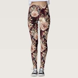 Leggings Floral roux de Bourgogne