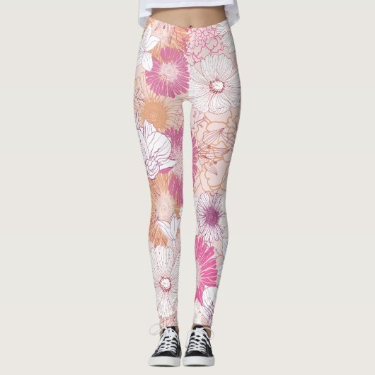 Leggings Floral Sans Couture (Devant)